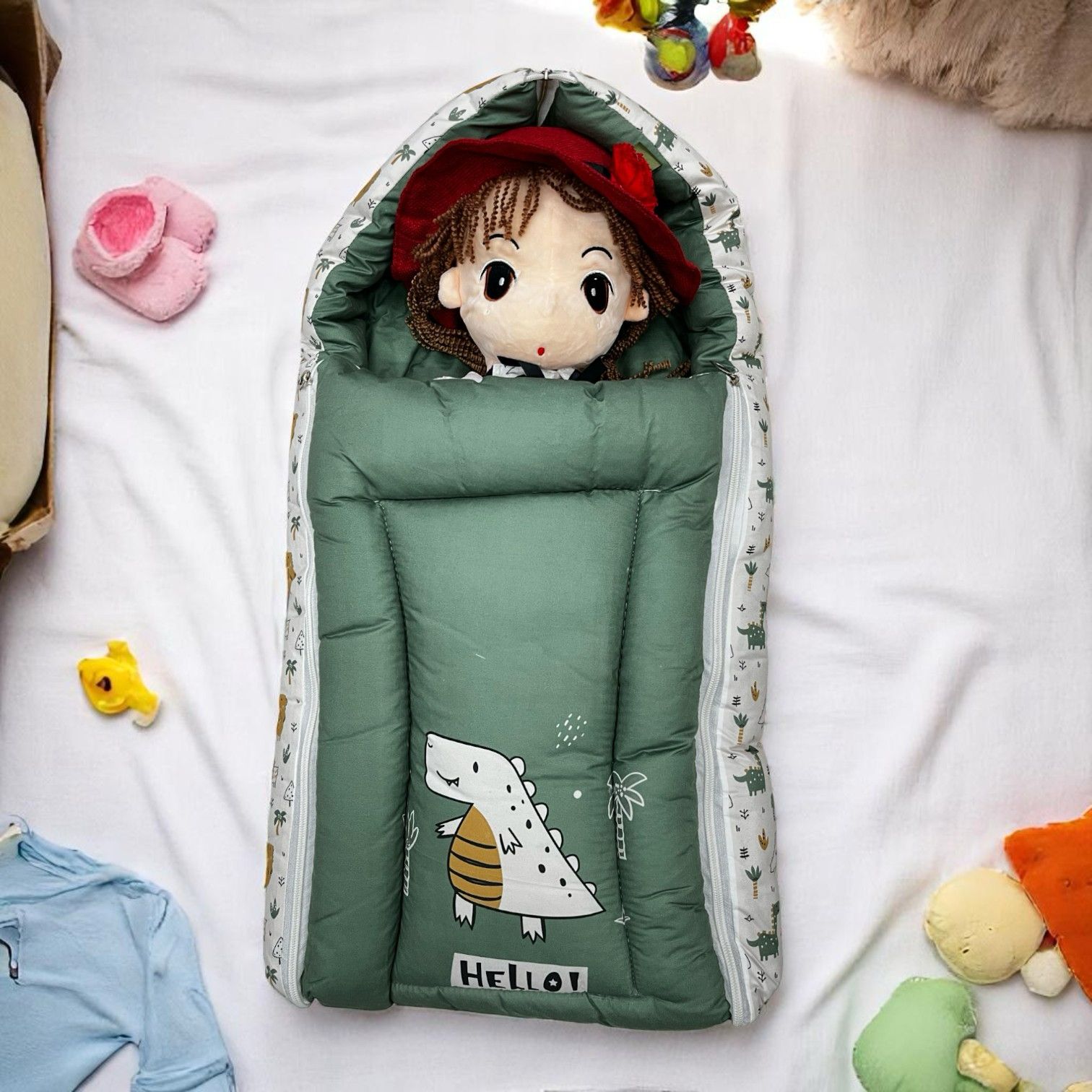 Newborn Baby Sleeping Bag with Cute Printed Designs – Hooded & Zippered